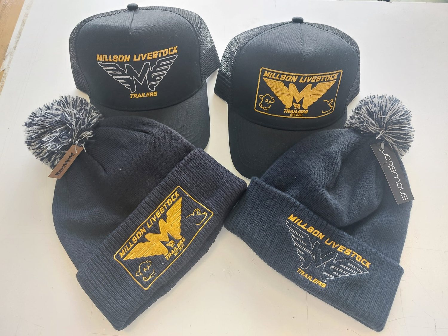 Real WearYourLogo customer work: caps & beanies